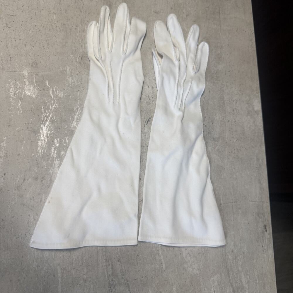 Shalimar Vintage Opera Gloves Sz 6 1/2 Off Soft White Woven Nylon Formal Special
